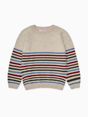 Oatmeal Stripe Curro Merino Boy Jumper