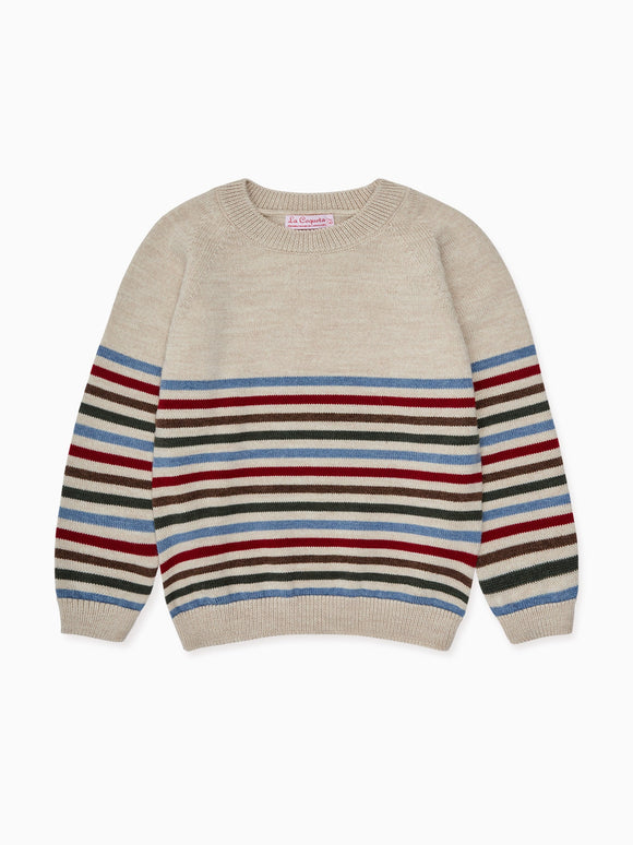 Oatmeal Stripe Curro Merino Boy Jumper
