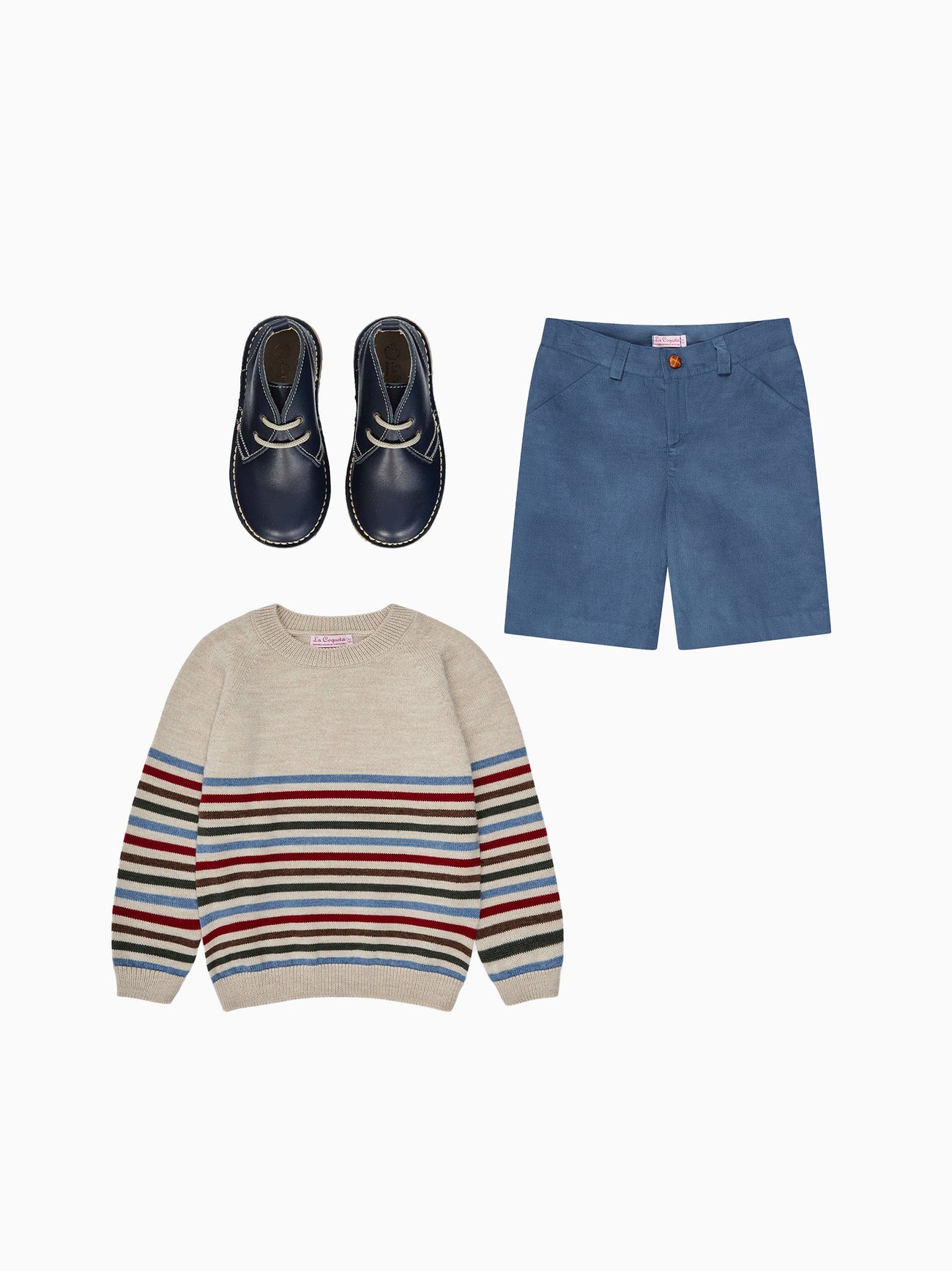 Curro Boy Sweater, Lucas Boy Shorts & Desert Boots Outfit Bundle
