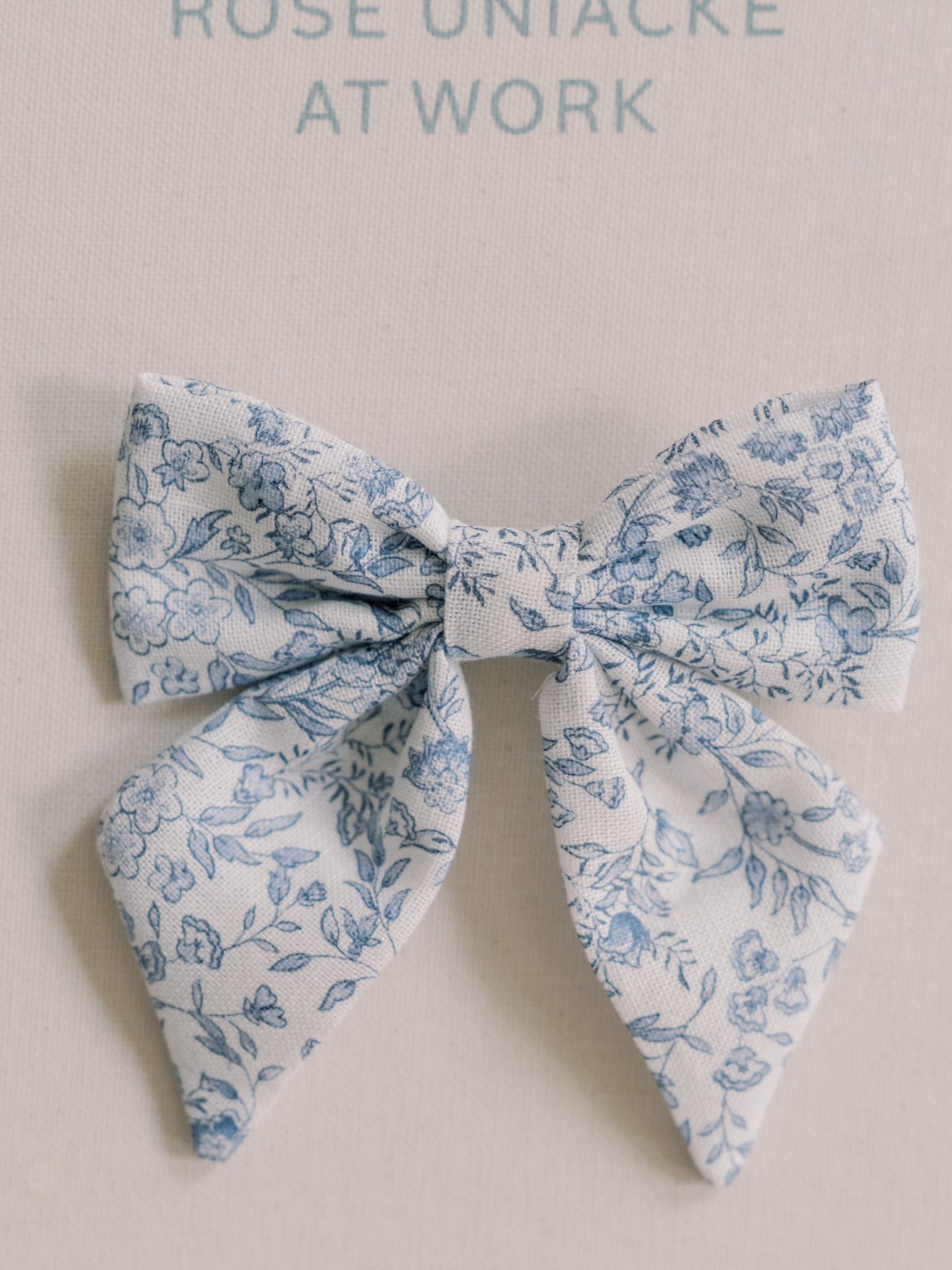 Dark Blue Floral Girl Large Bow Clip
