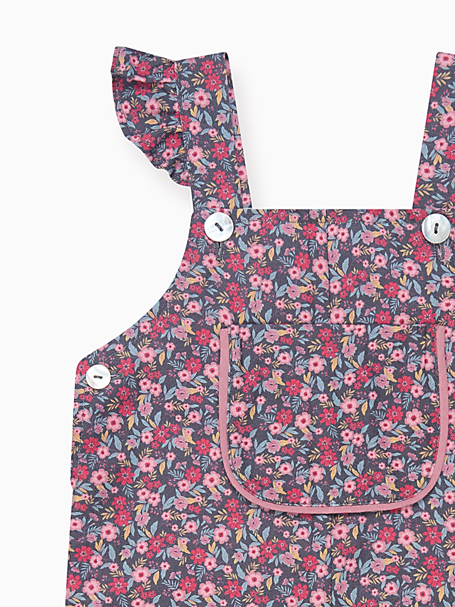Navy Floral Delphina Baby Girl Dungarees