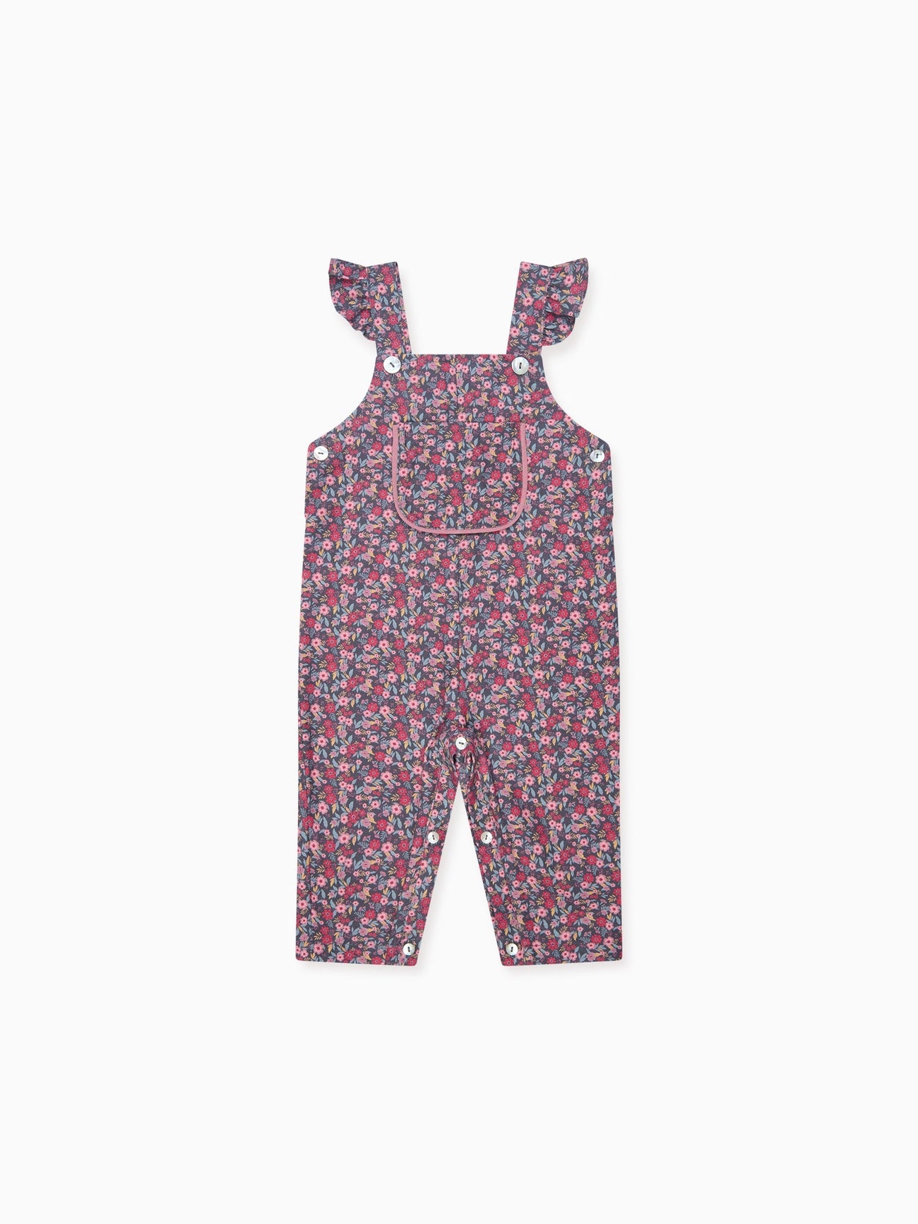 Navy Floral Delphina Baby Girl Dungarees
