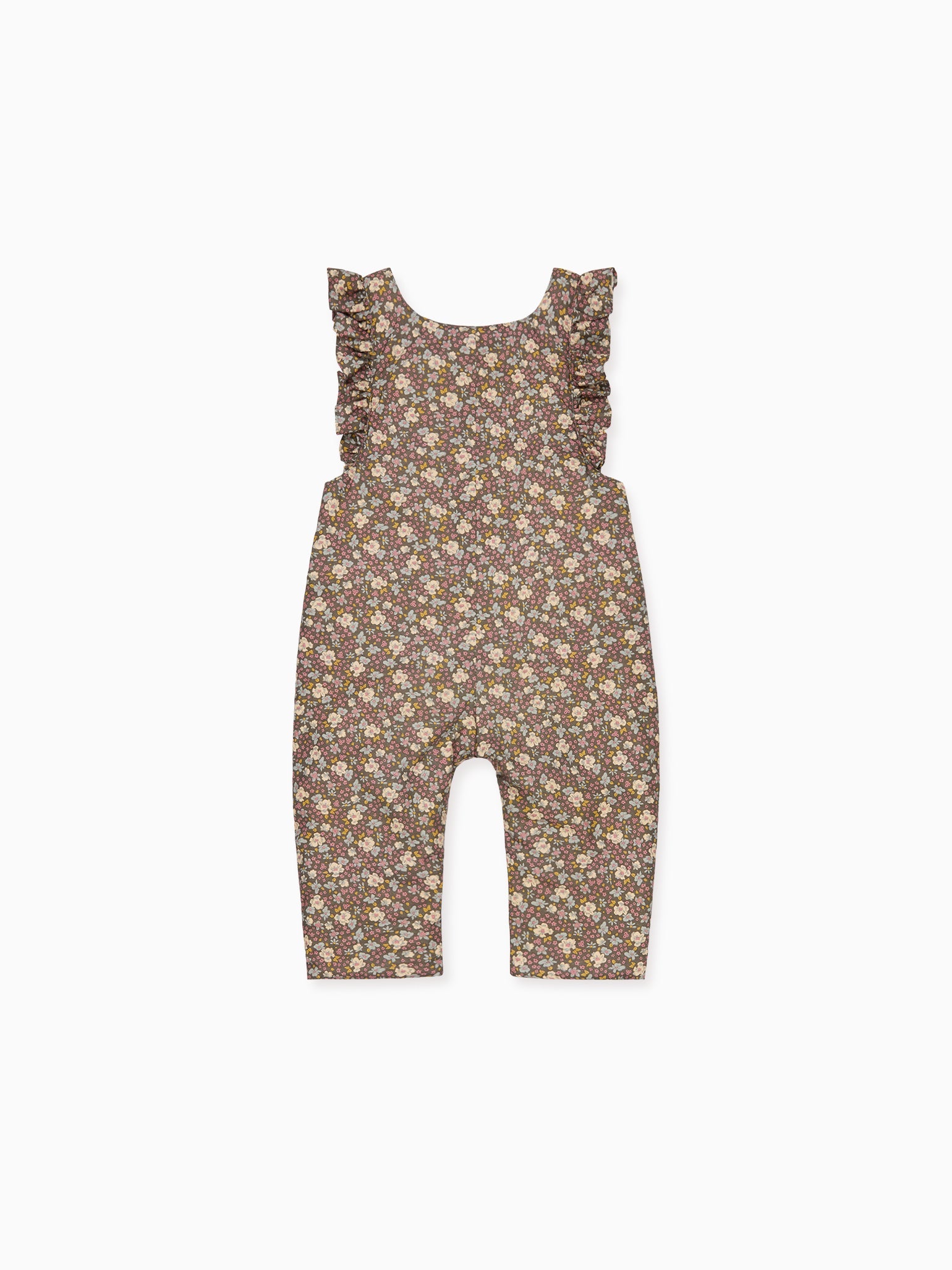 Brown Floral Delphina Baby Girl Overalls