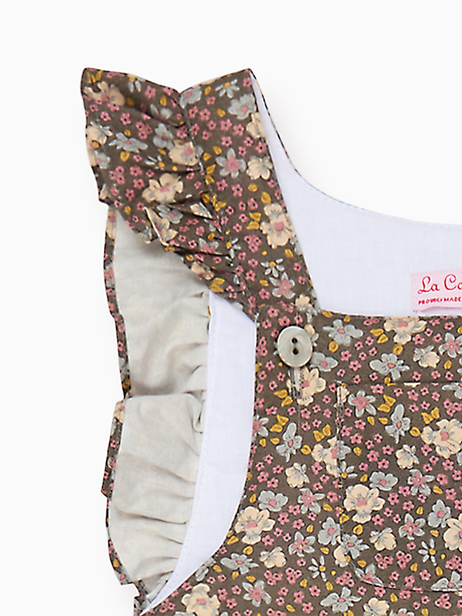 Brown Floral Delphina Baby Girl Overalls