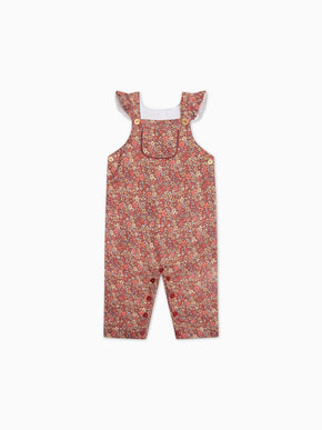 Terracotta Floral Delphina Baby Girl Dungarees