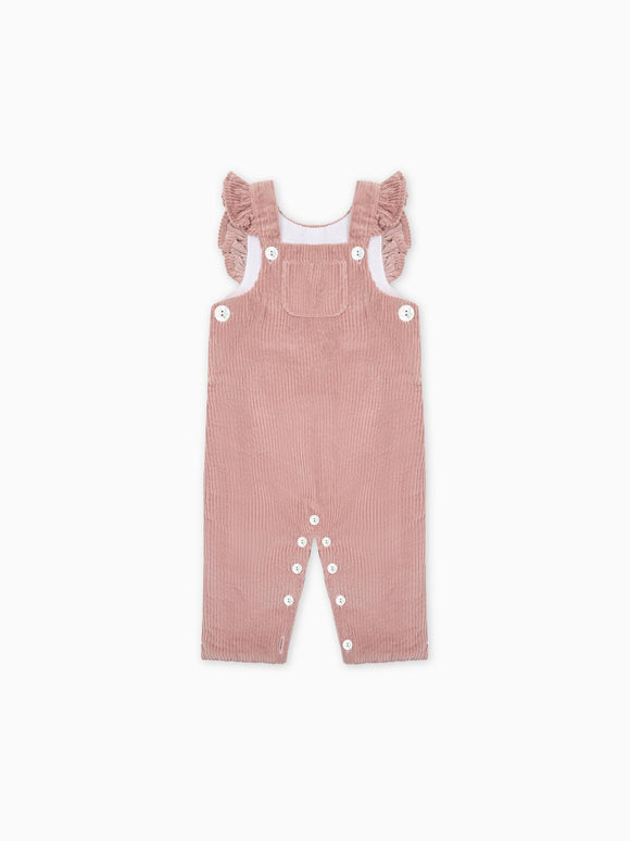Dusty Pink Delphina Corduroy Baby Girl Dungarees