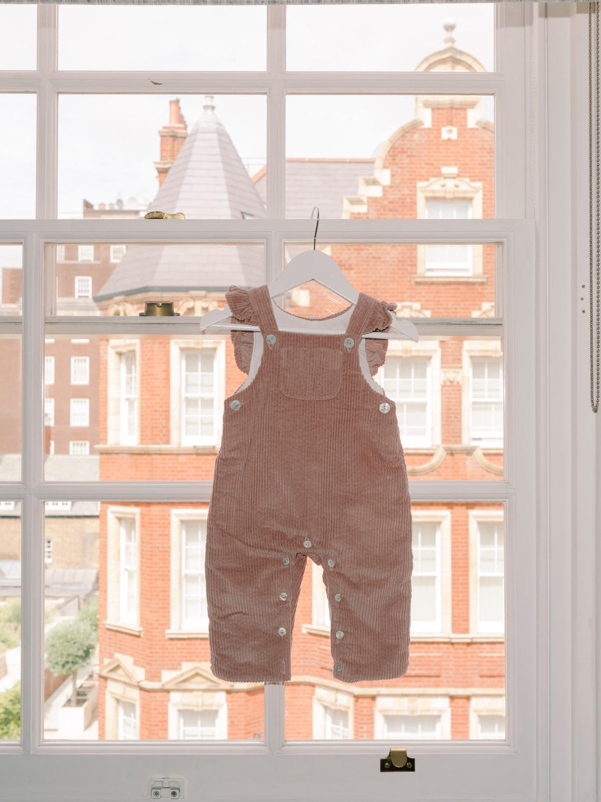 Dusty Pink Delphina Corduroy Baby Girl Dungarees