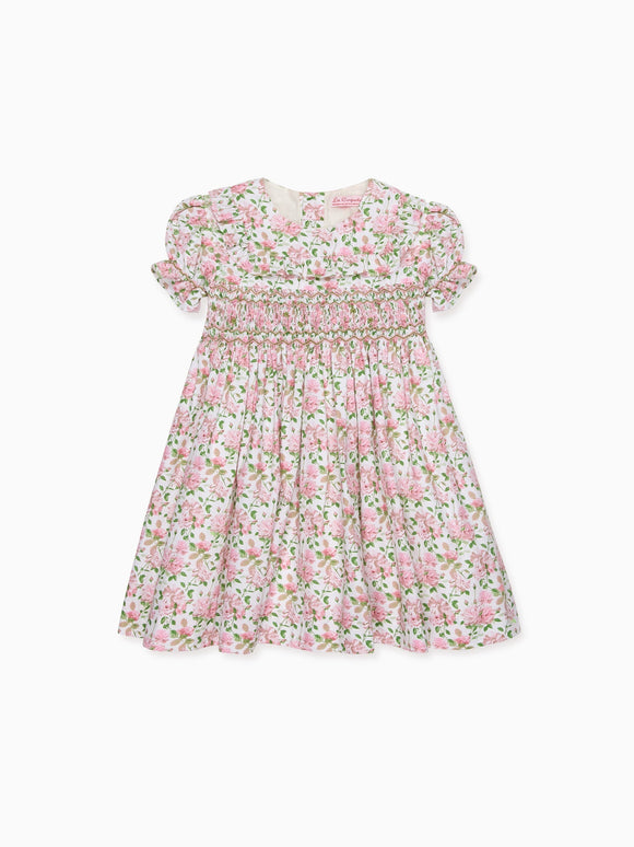 Ivory Floral Silvana Girl Hand-Smocked Dress