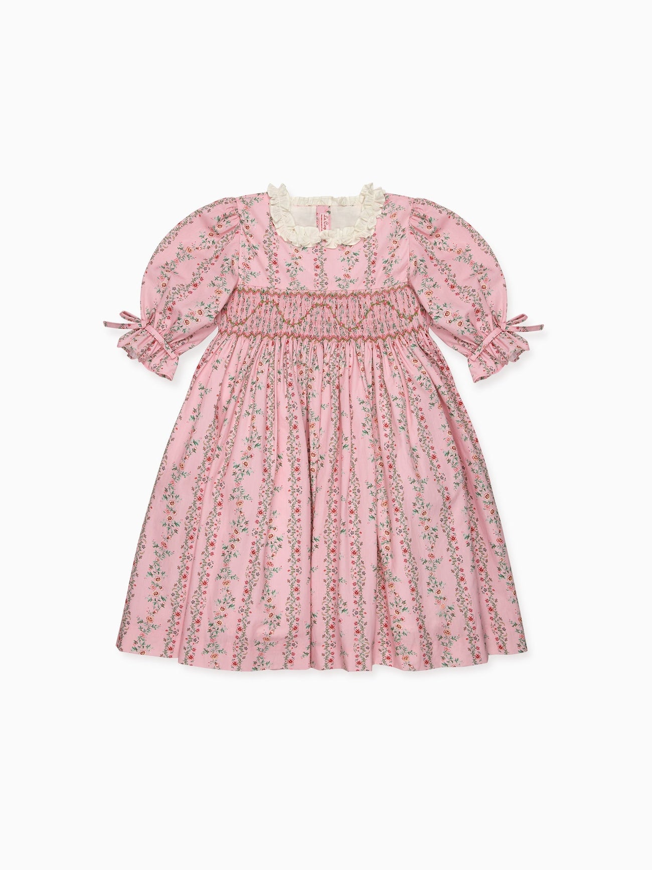 Pink Garland Floral Penelope Girl Hand-Smocked Dress