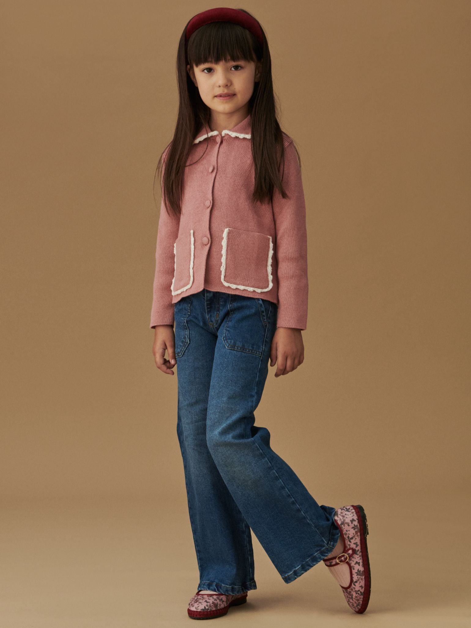 Dark Rose Eldora Merino Girl Cardigan