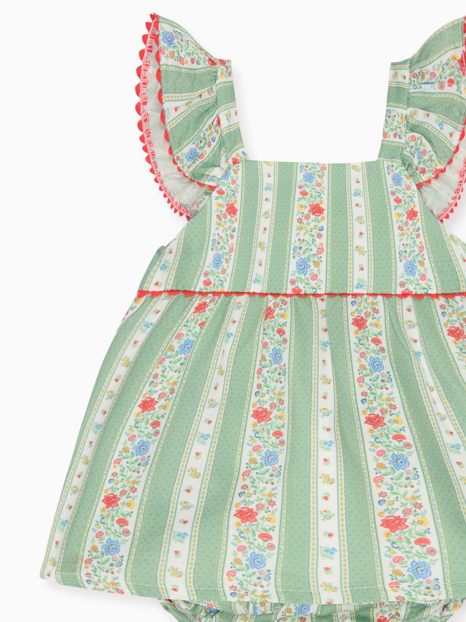 Sage Floral Stripe Elicia Baby Girl Summer Set
