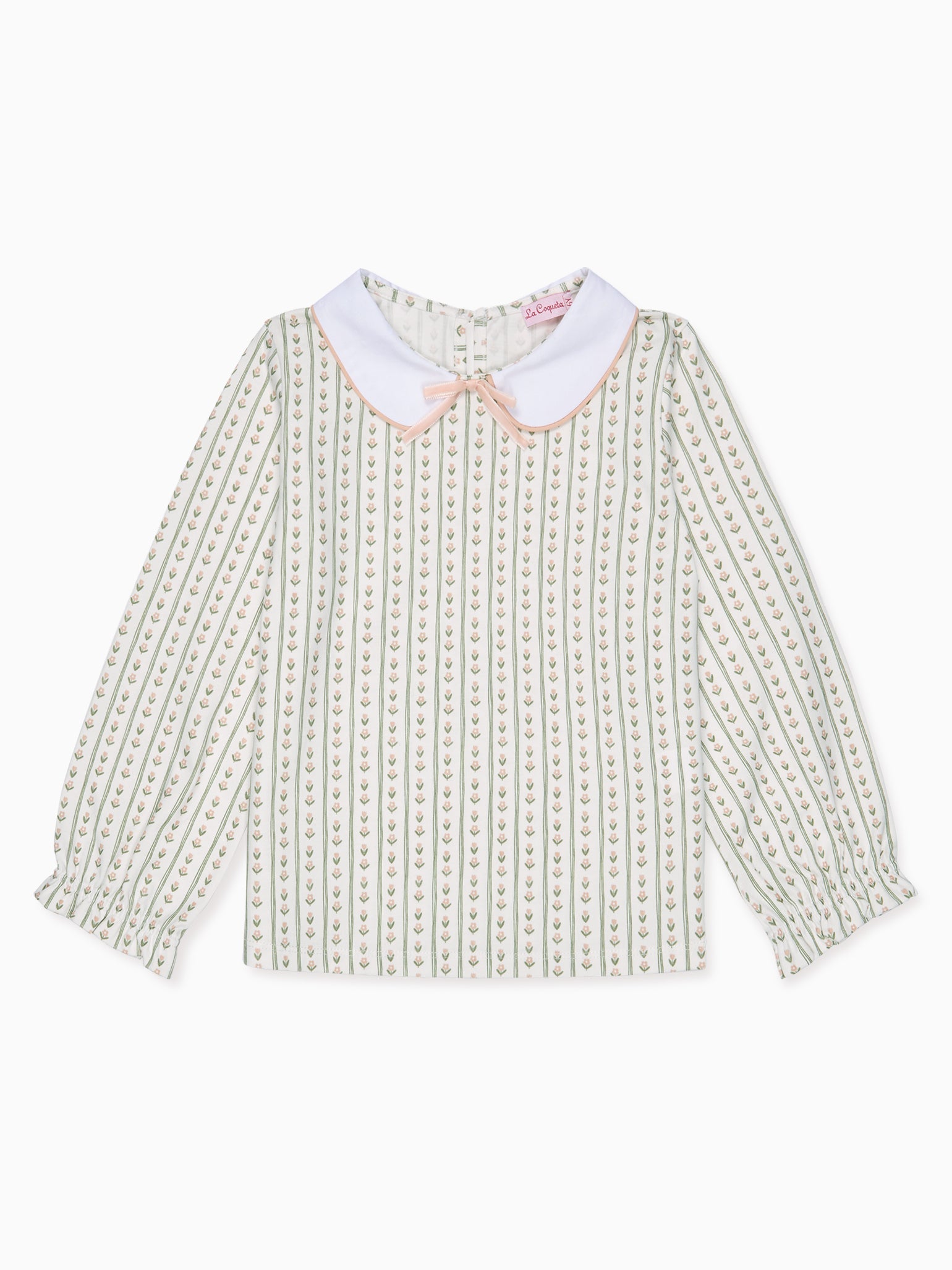 Sage Stripe Elisia Long Sleeve Girl Top