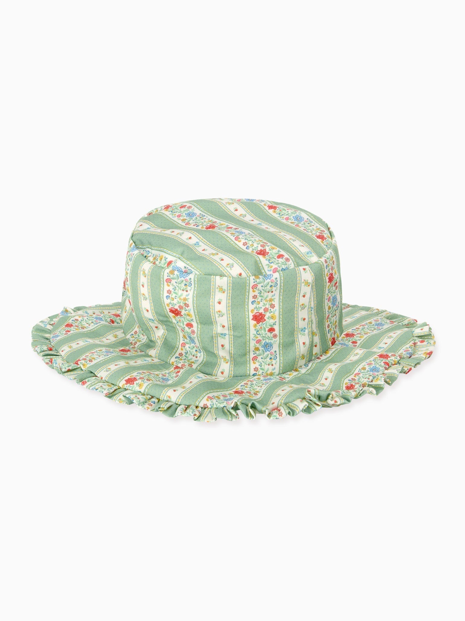 Sage Floral Stripe Emilia Girl Hat