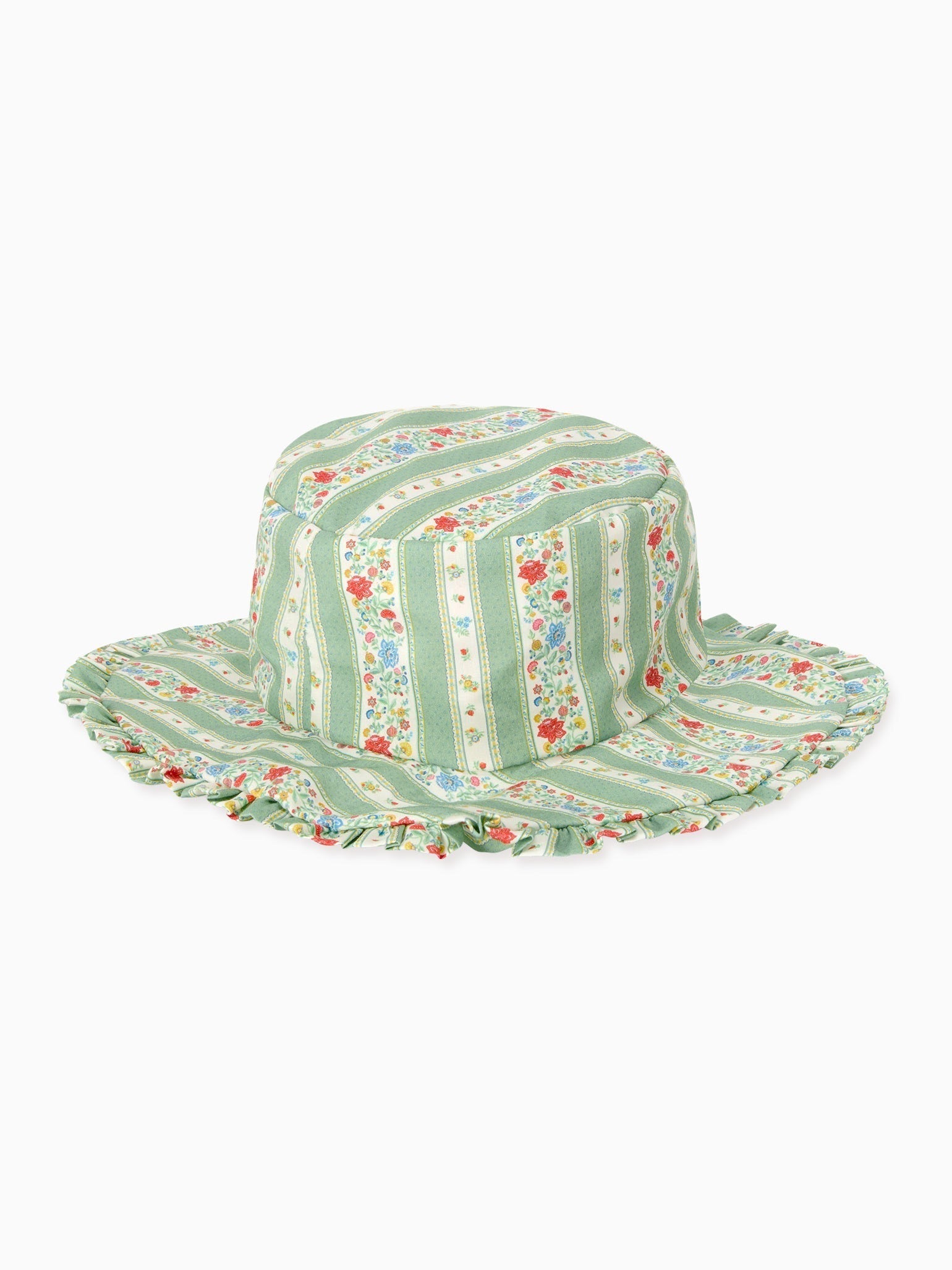 Sage Floral Stripe Emilia Girl Hat