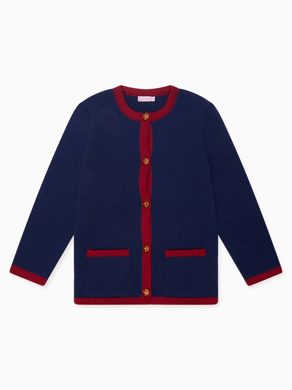 Navy Esai Merino Boy Cardigan