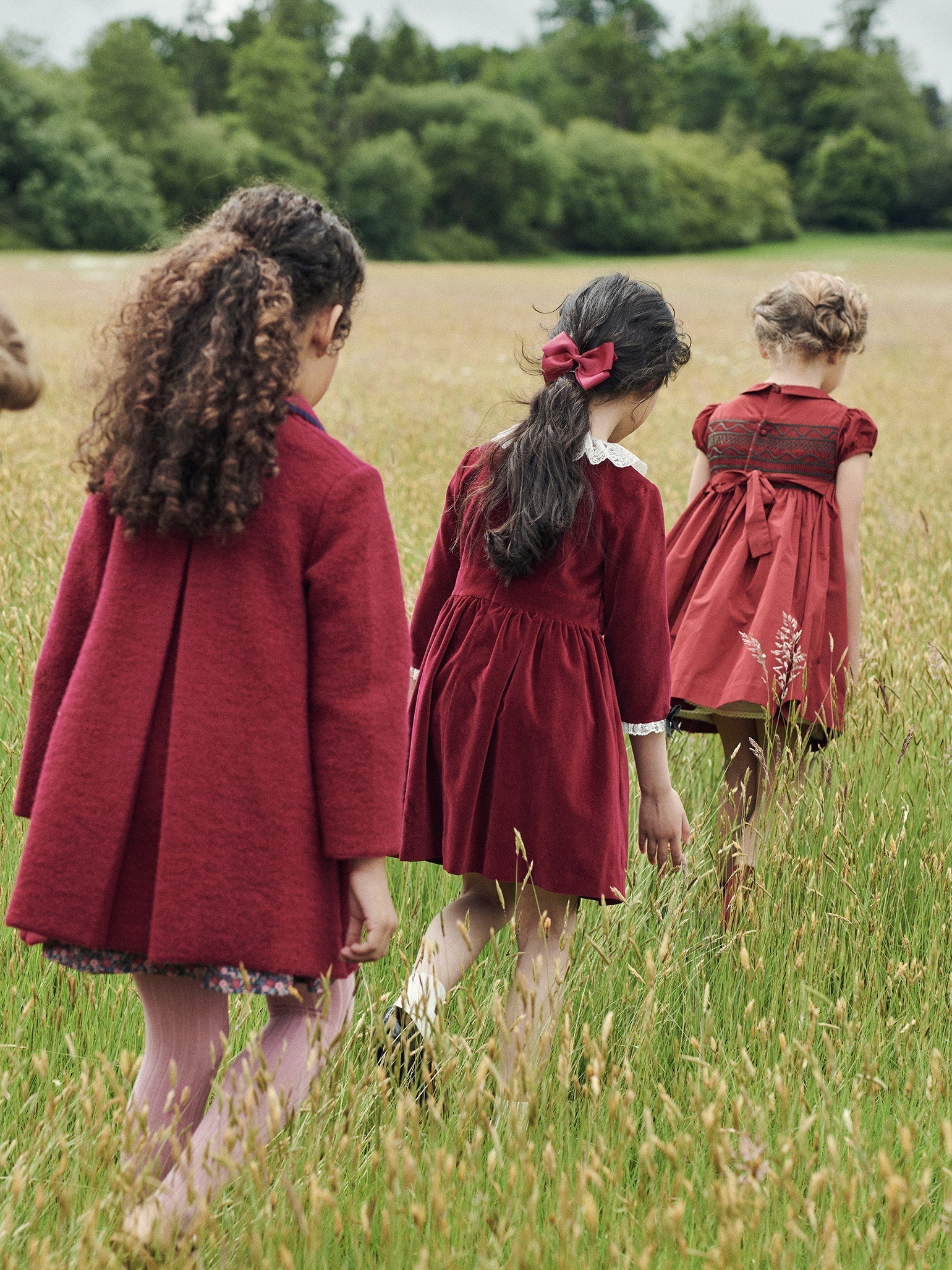 Burgundy Victoria Taffeta Girl Hand-Smocked Dress