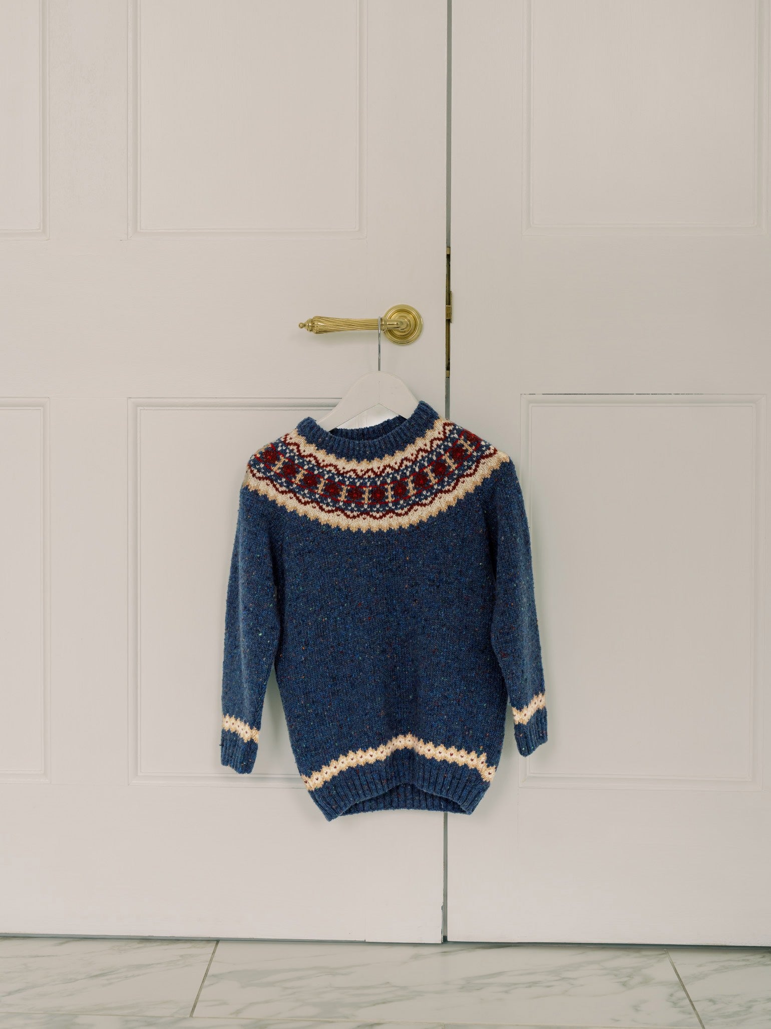 Dark Blue Merino Fair Isle Kids Jumper