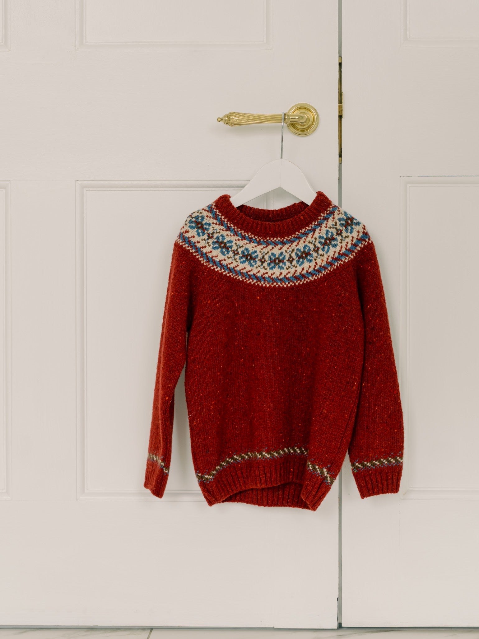 Dark Red Merino Fair Isle Kids Jumper
