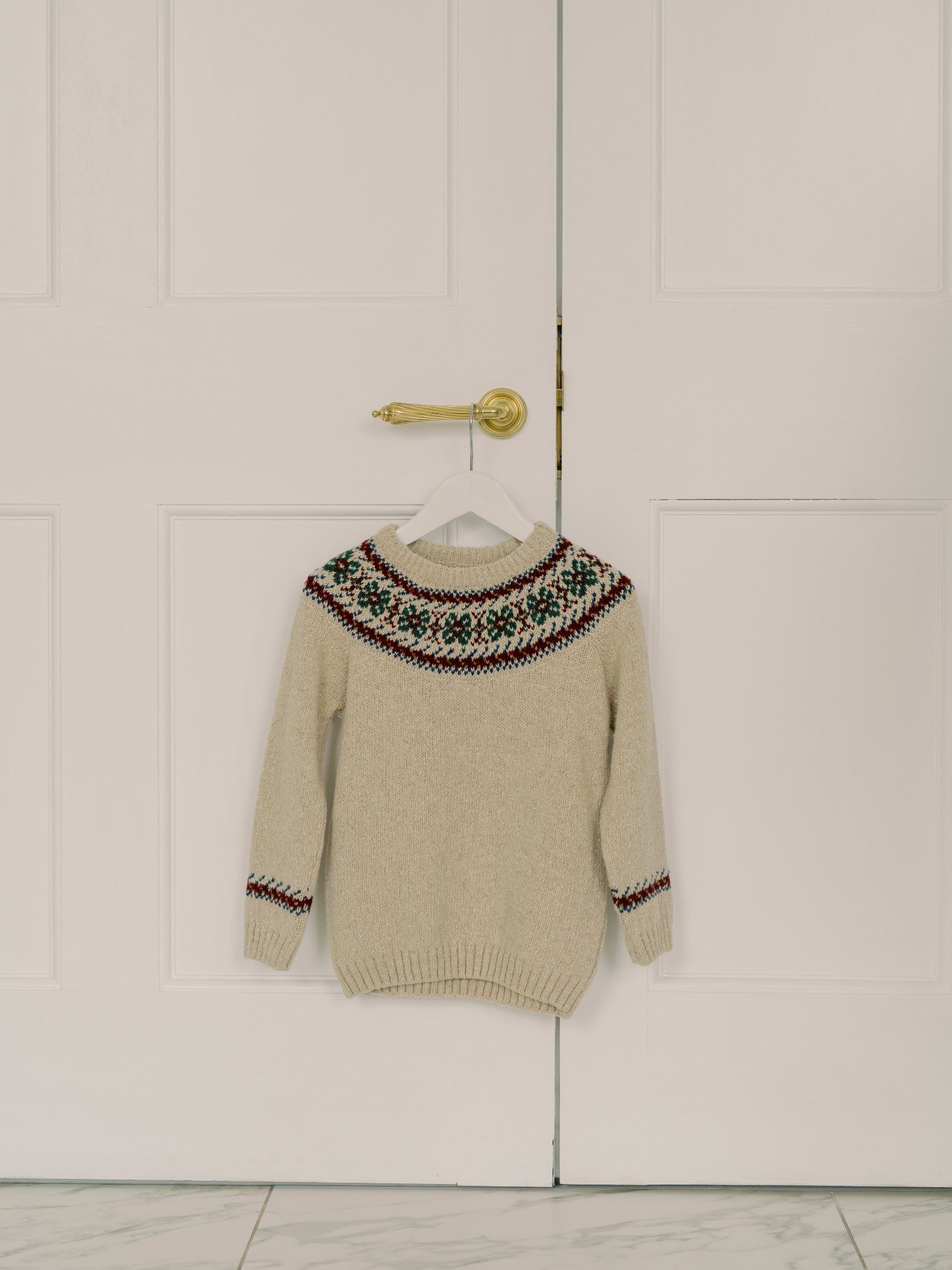 Oatmeal Melange Merino Fair Isle Kids Jumper