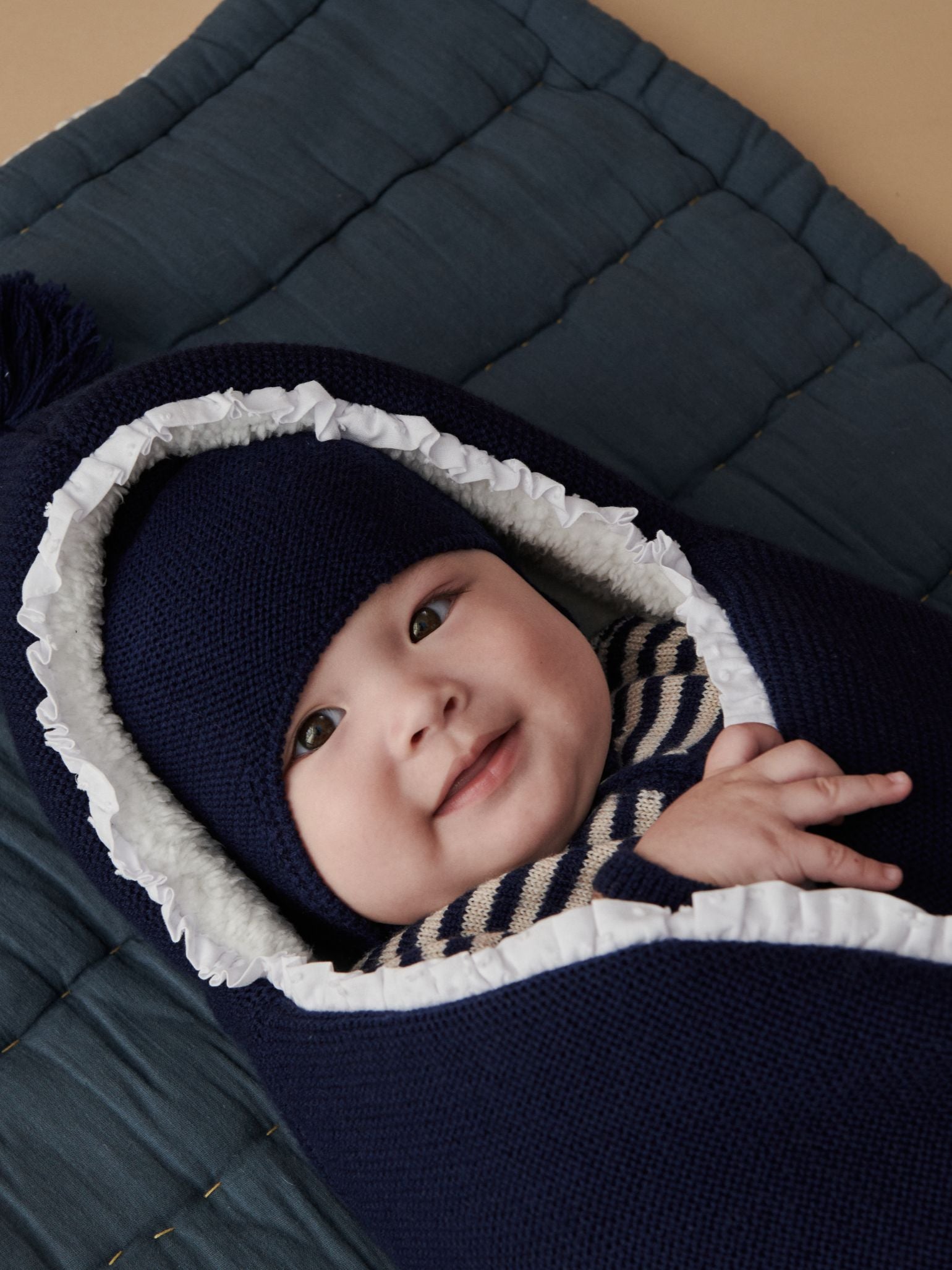 Navy Fatima Merino Baby Nest