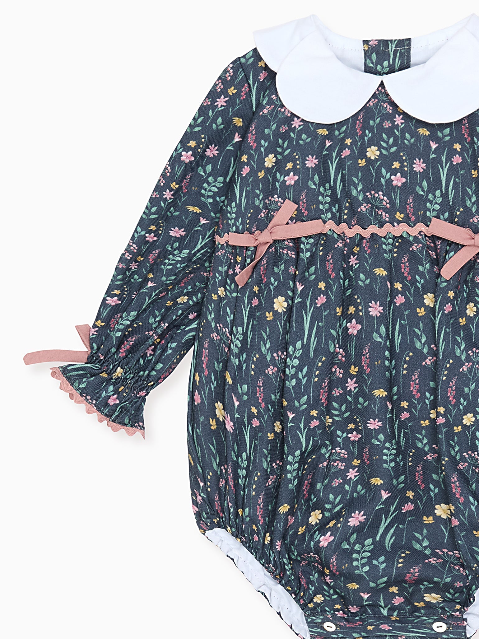 Navy Floral Felicita Baby Girl Romper