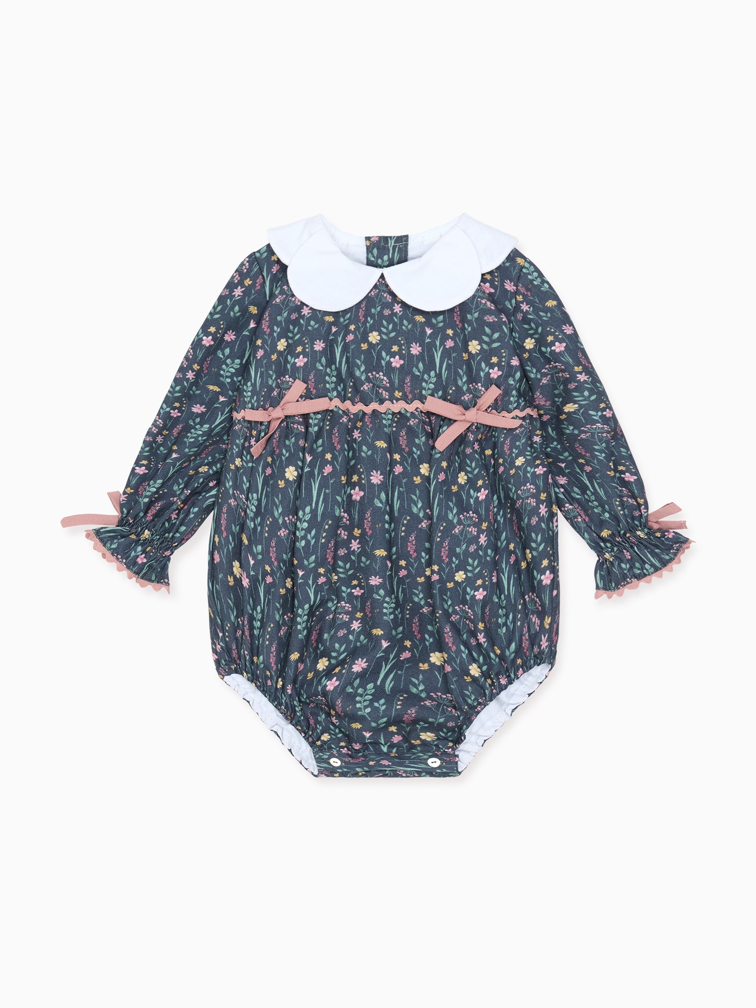 Navy Floral Felicita Baby Girl Romper La Coqueta Kids UK