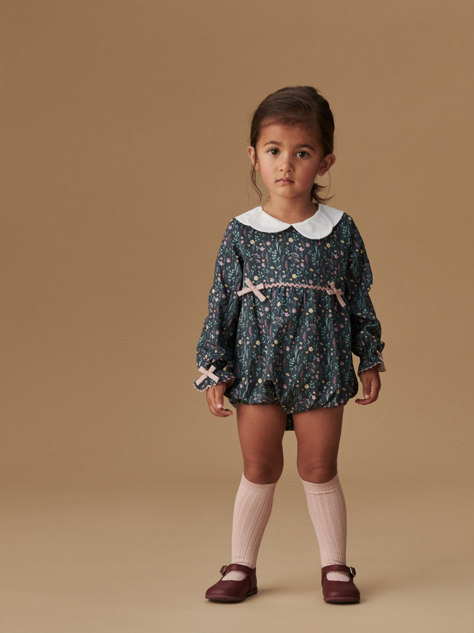 Navy Floral Felicita Baby Girl Romper