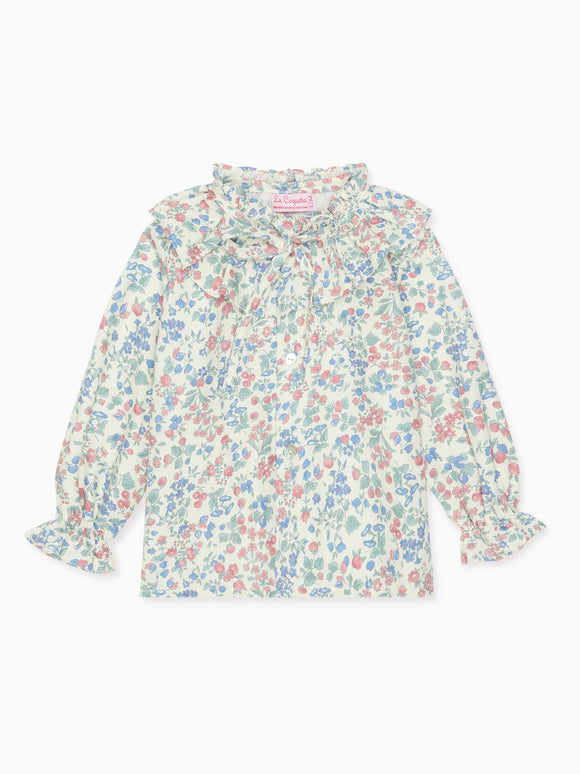 Cherry Floral Felixa Long Sleeve Baby Girl Shirt
