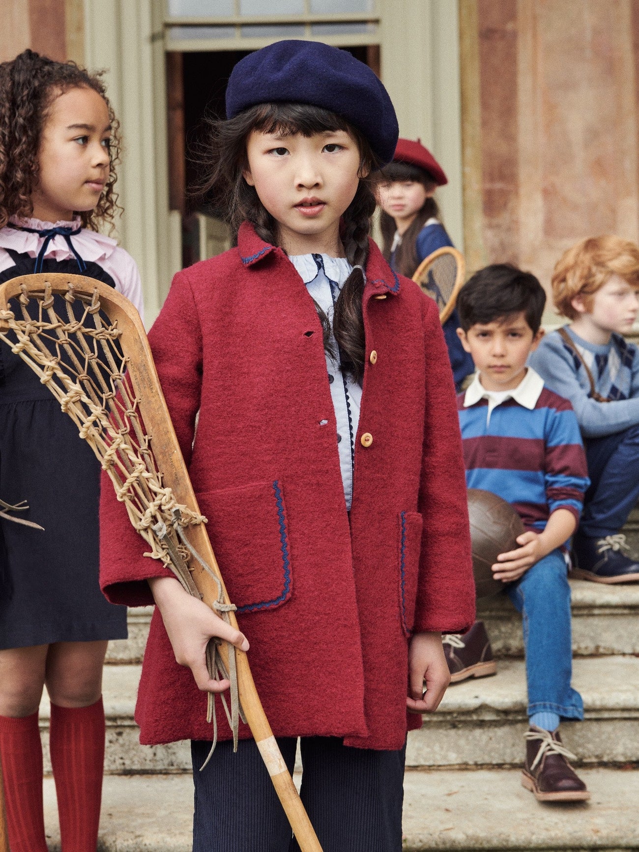 Burgundy Henrietta Girl Coat