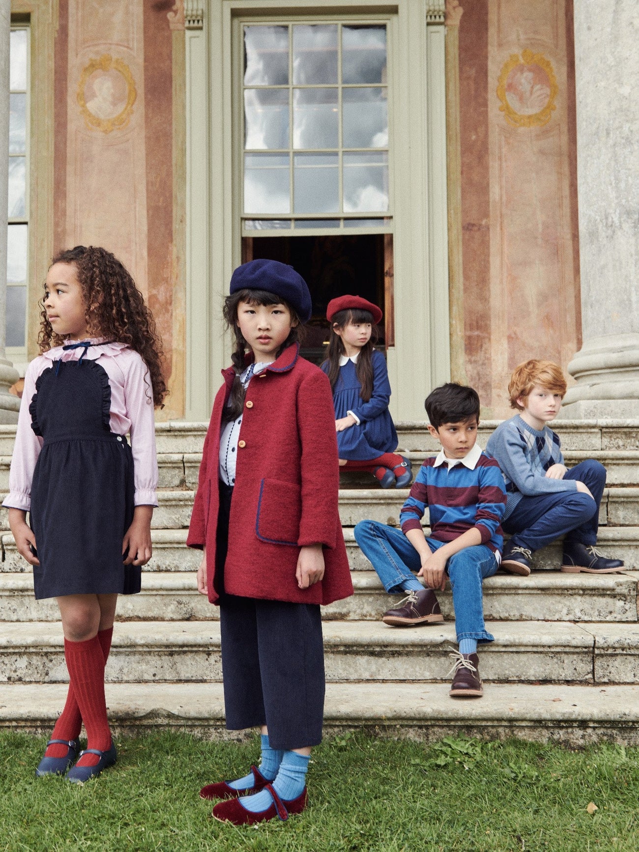 Navy Alexa Corduroy Girl Pinafore Skirt