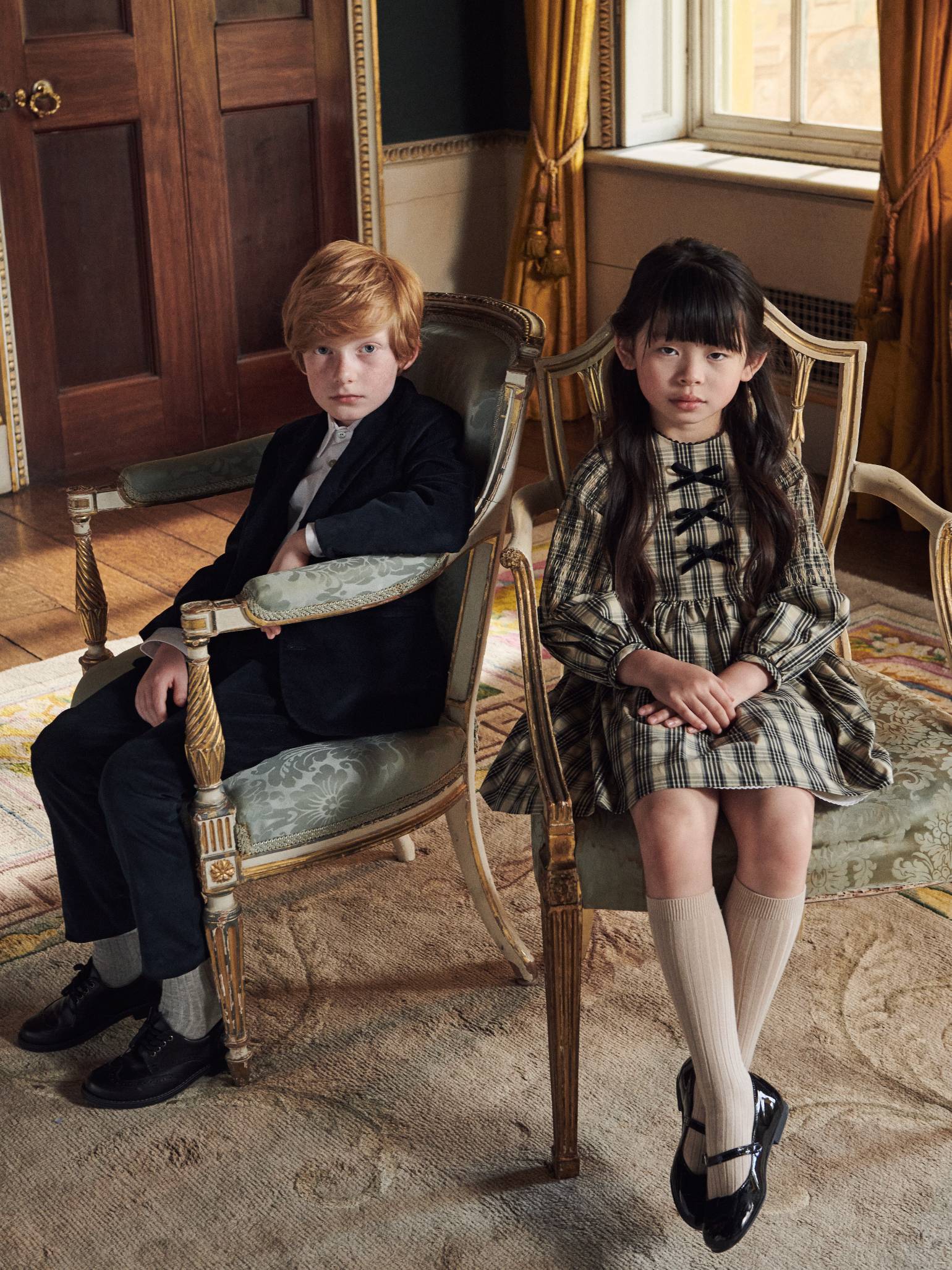 Sand Check Claudette Girl Dress