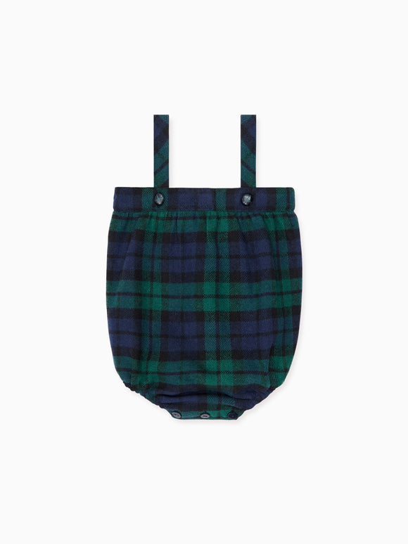 Green Tartan Filada Baby Romper Dungarees