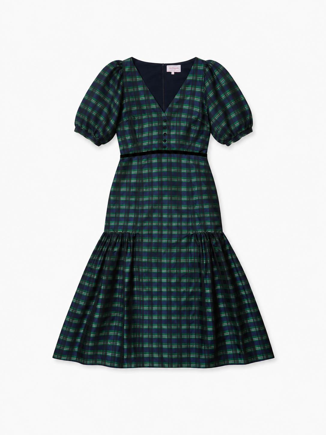 Navy Check Flavia Womens Long Dress