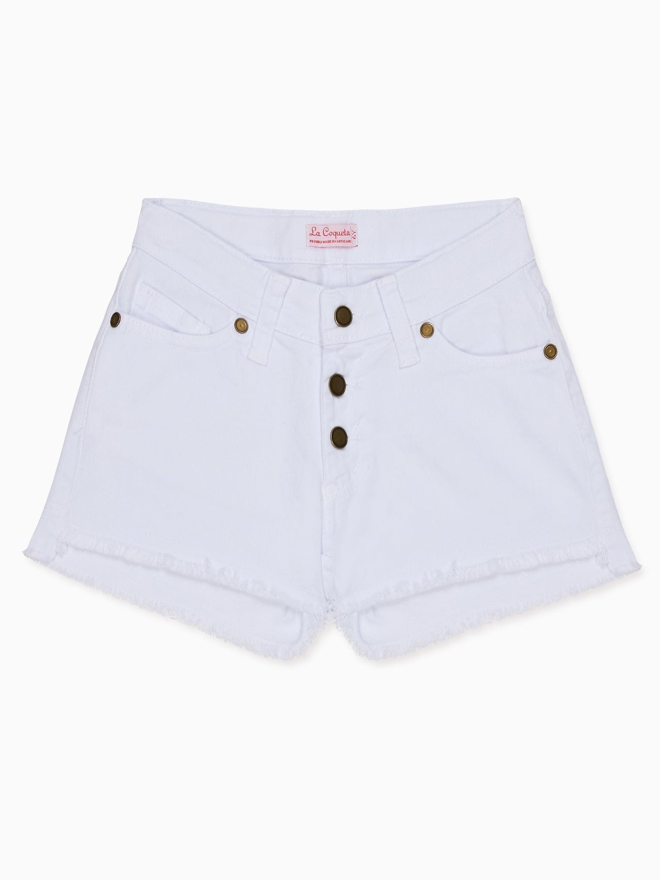 White Fleca Cotton Girl Shorts