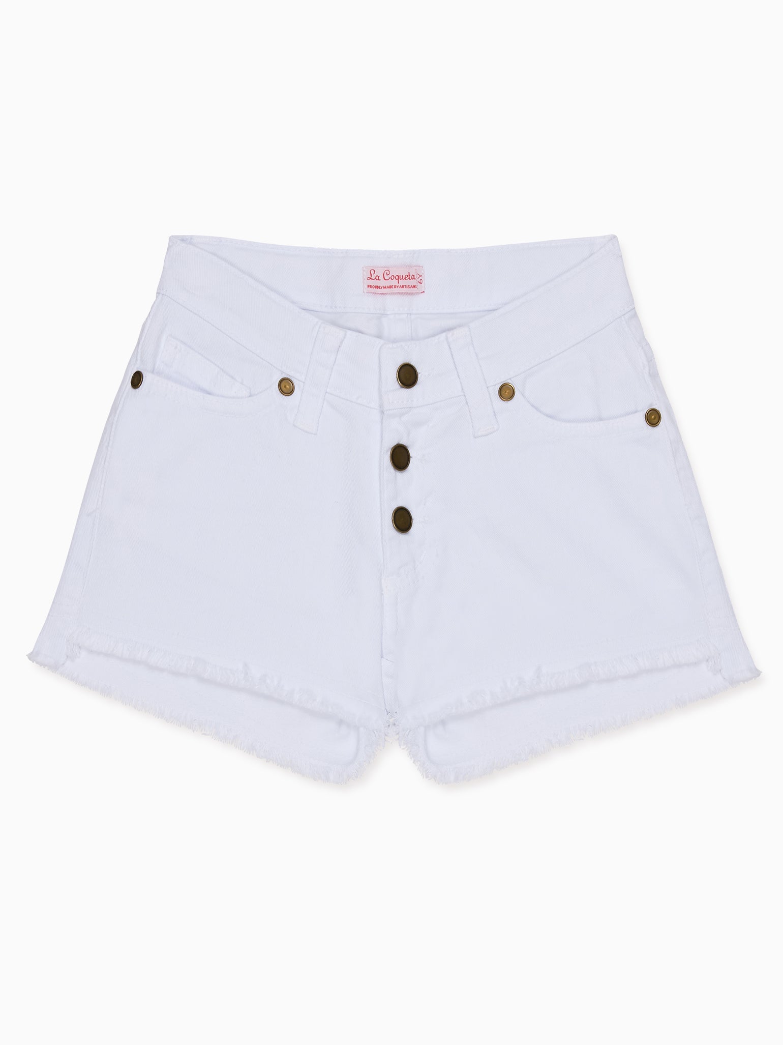 White Fleca Cotton Girl Shorts