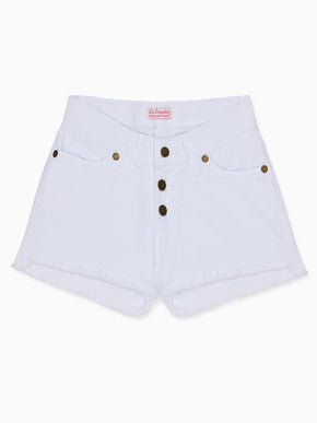 White Fleca Cotton Girl Shorts