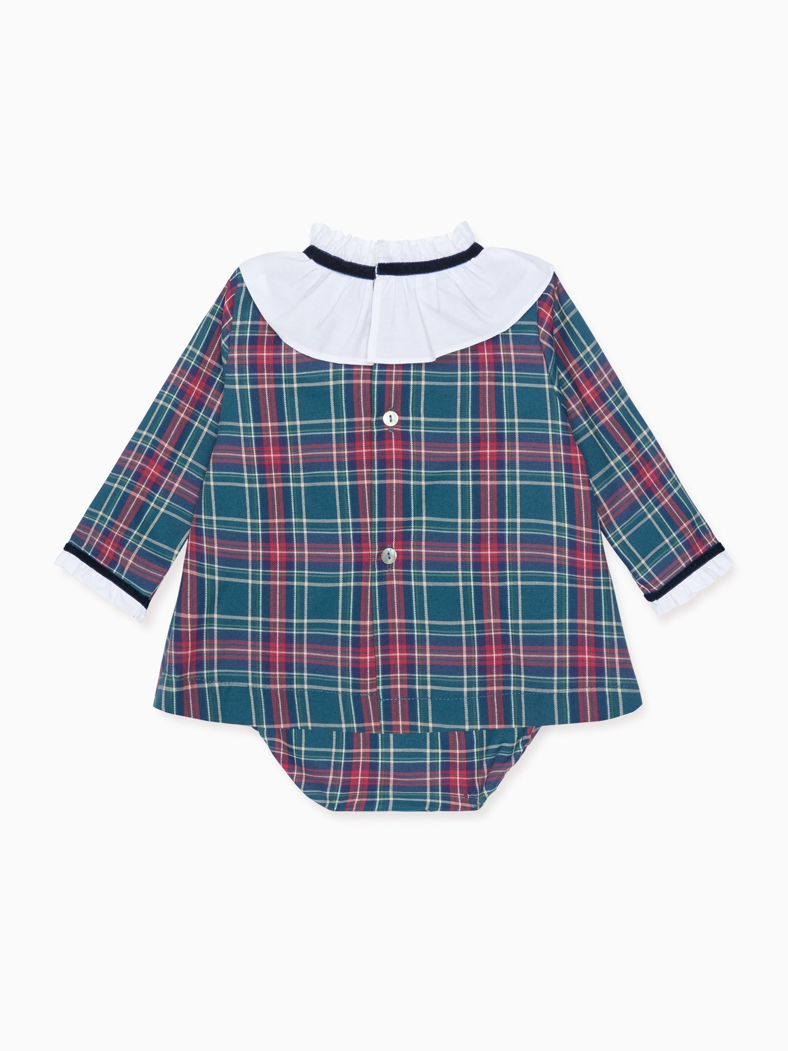 Green Tartan Flora Baby Girl Set