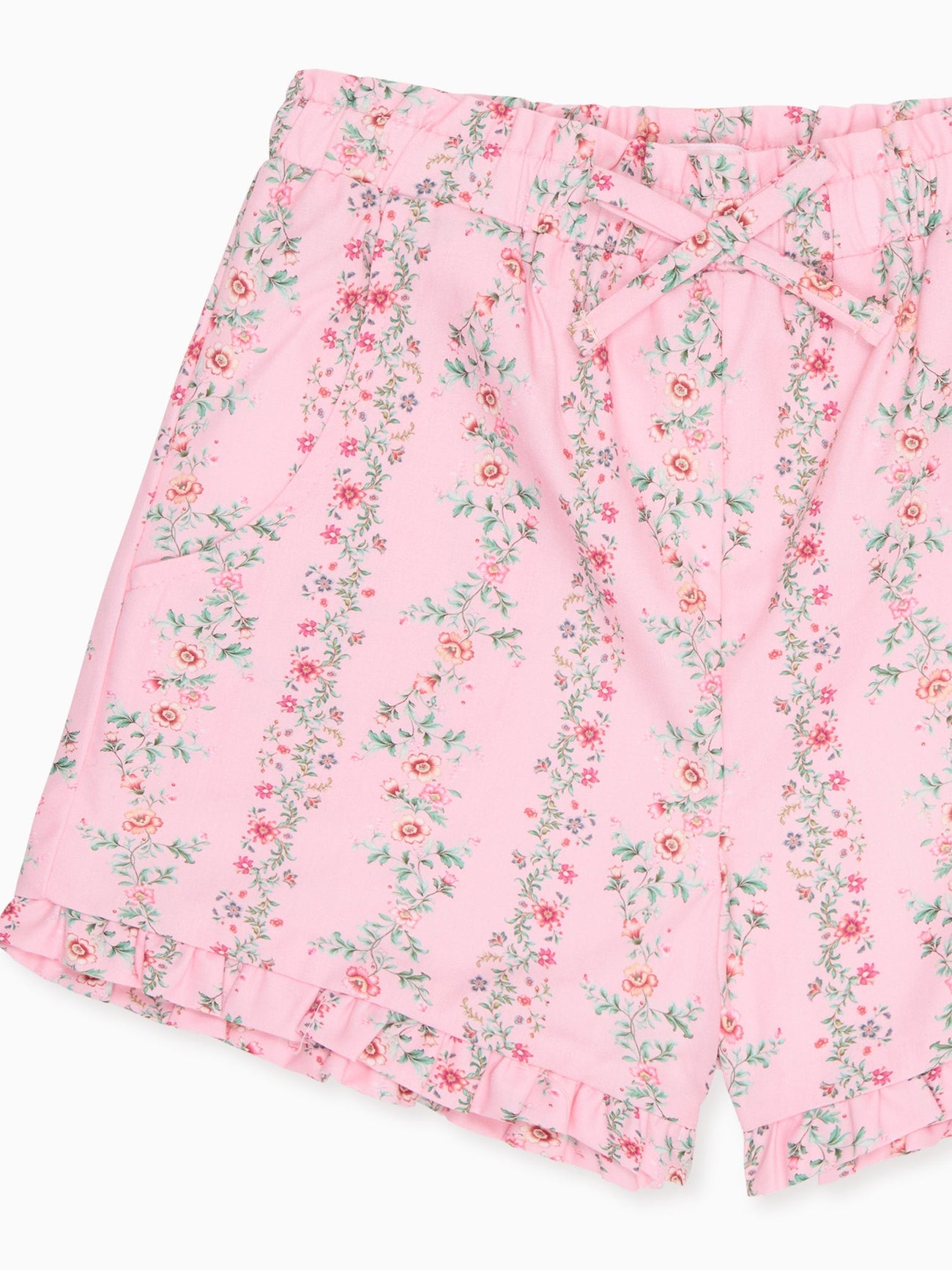 Pink Garland Flores Cotton Girl Shorts