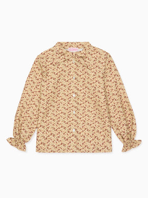 Caramel Floral Floriana Girl Long Sleeve Shirt