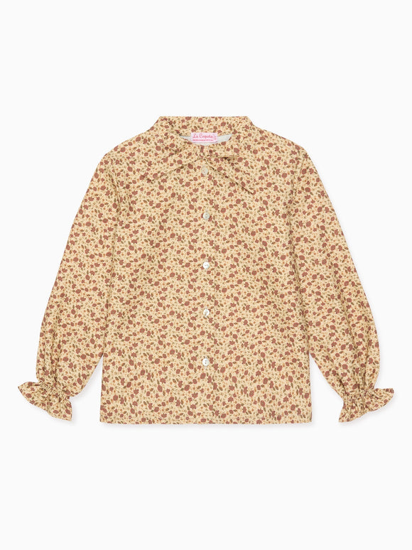 Caramel Floral Floriana Girl Long Sleeve Shirt