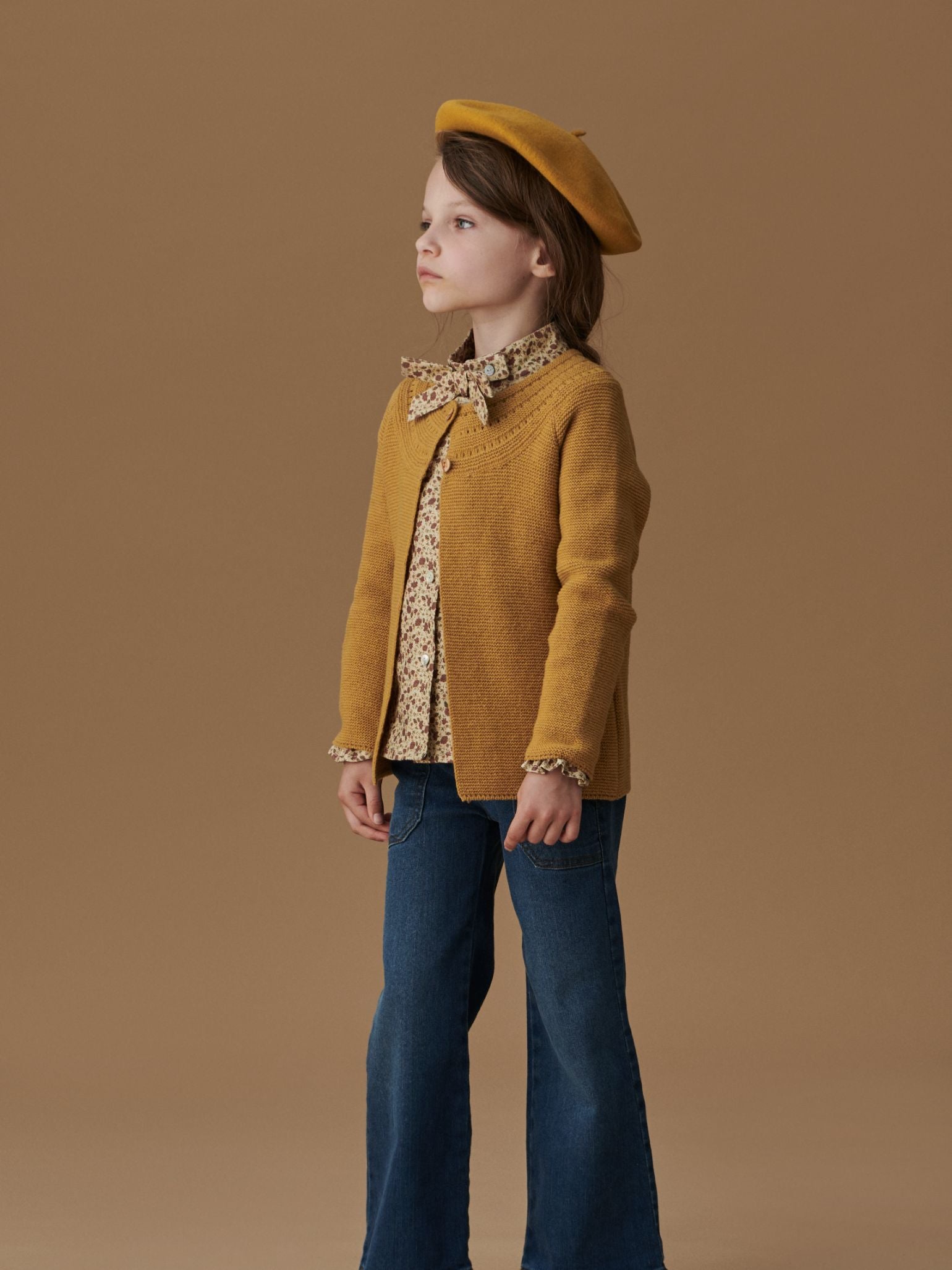 Caramel Floral Floriana Girl Long Sleeve Shirt