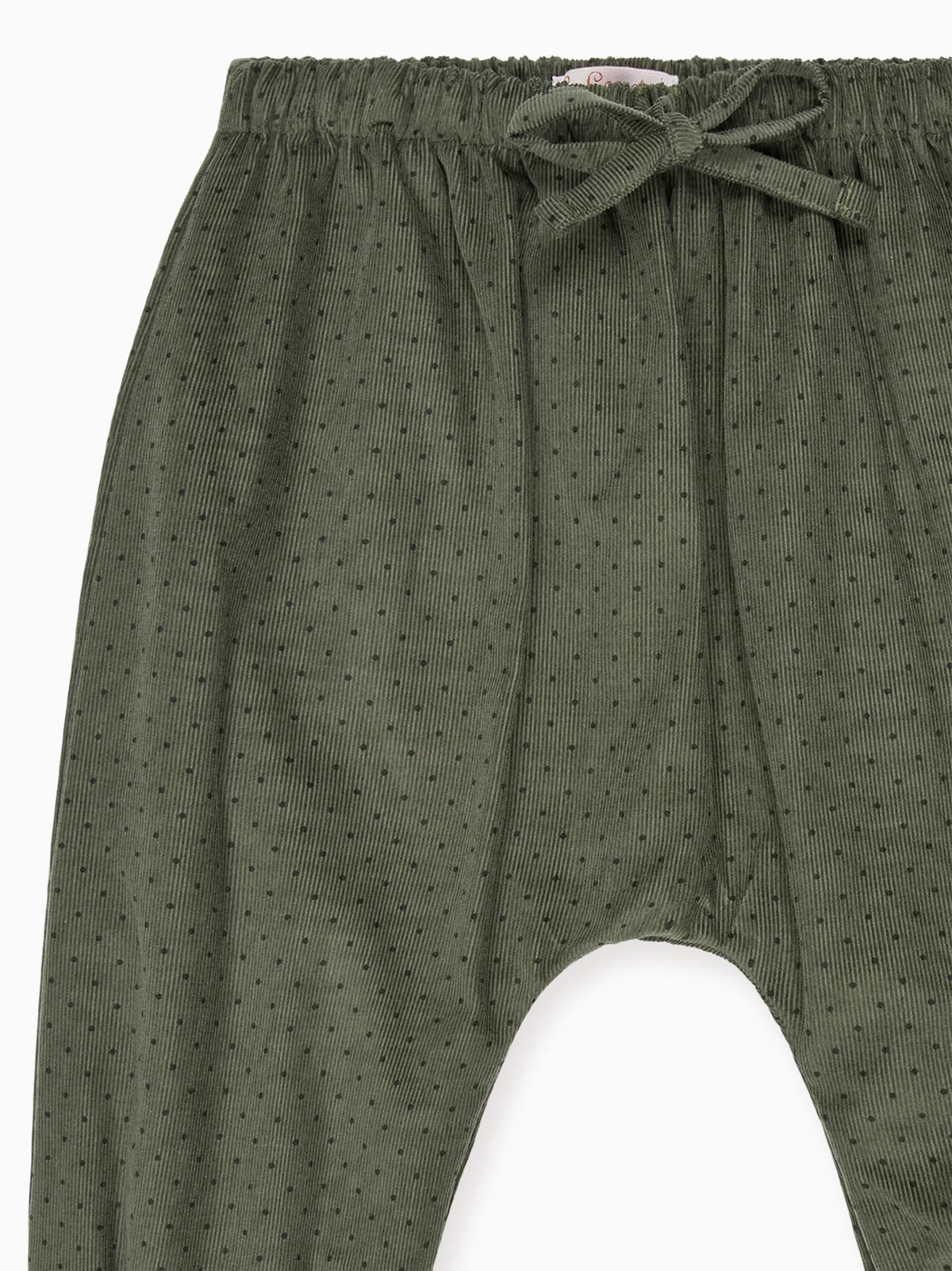 Olive Polka Dot Forna Corduroy Baby Girl Trousers