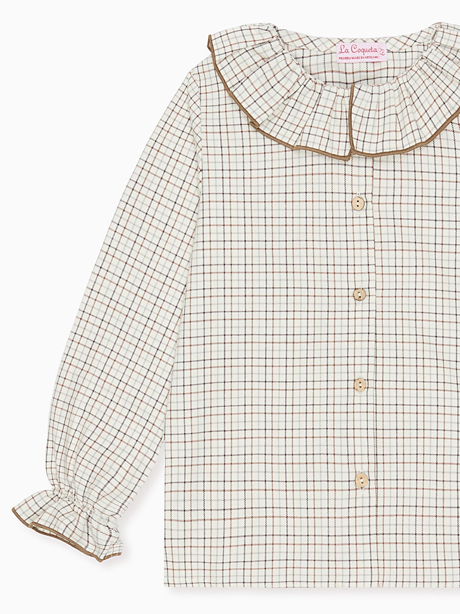 Caramel Check Francisca Girl Long Sleeve Shirt