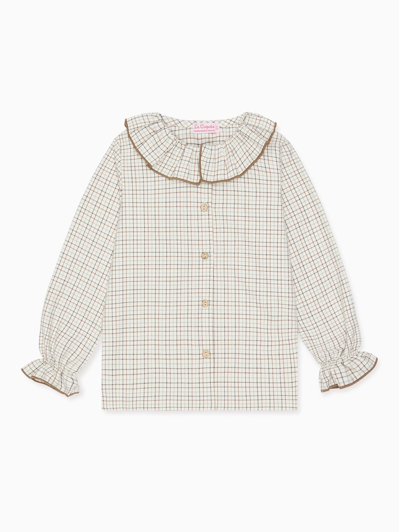 Caramel Check Francisca Girl Long Sleeve Shirt