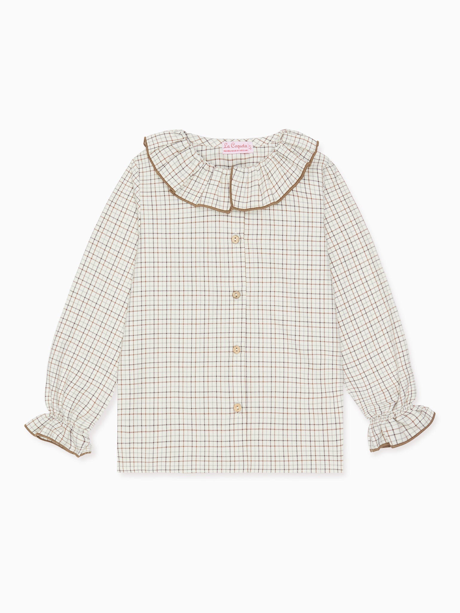 Caramel Check Francisca Girl Long Sleeve Shirt