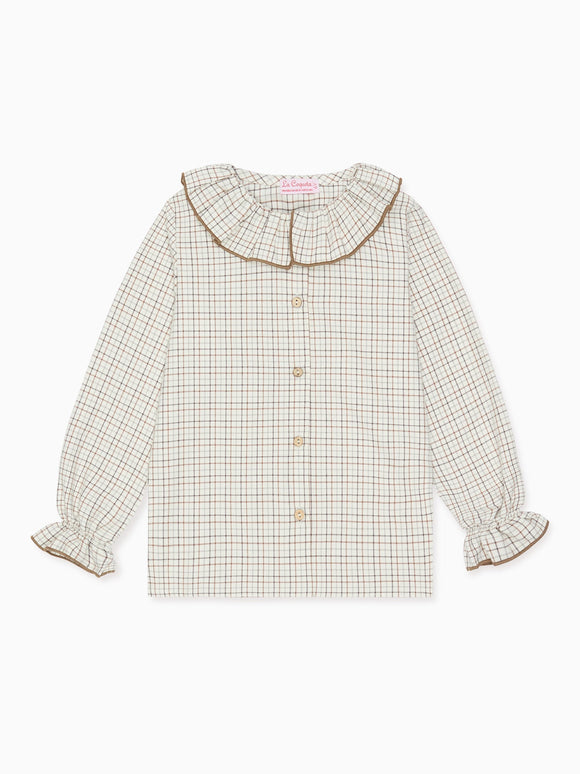 Caramel Check Francisca Girl Long Sleeve Shirt