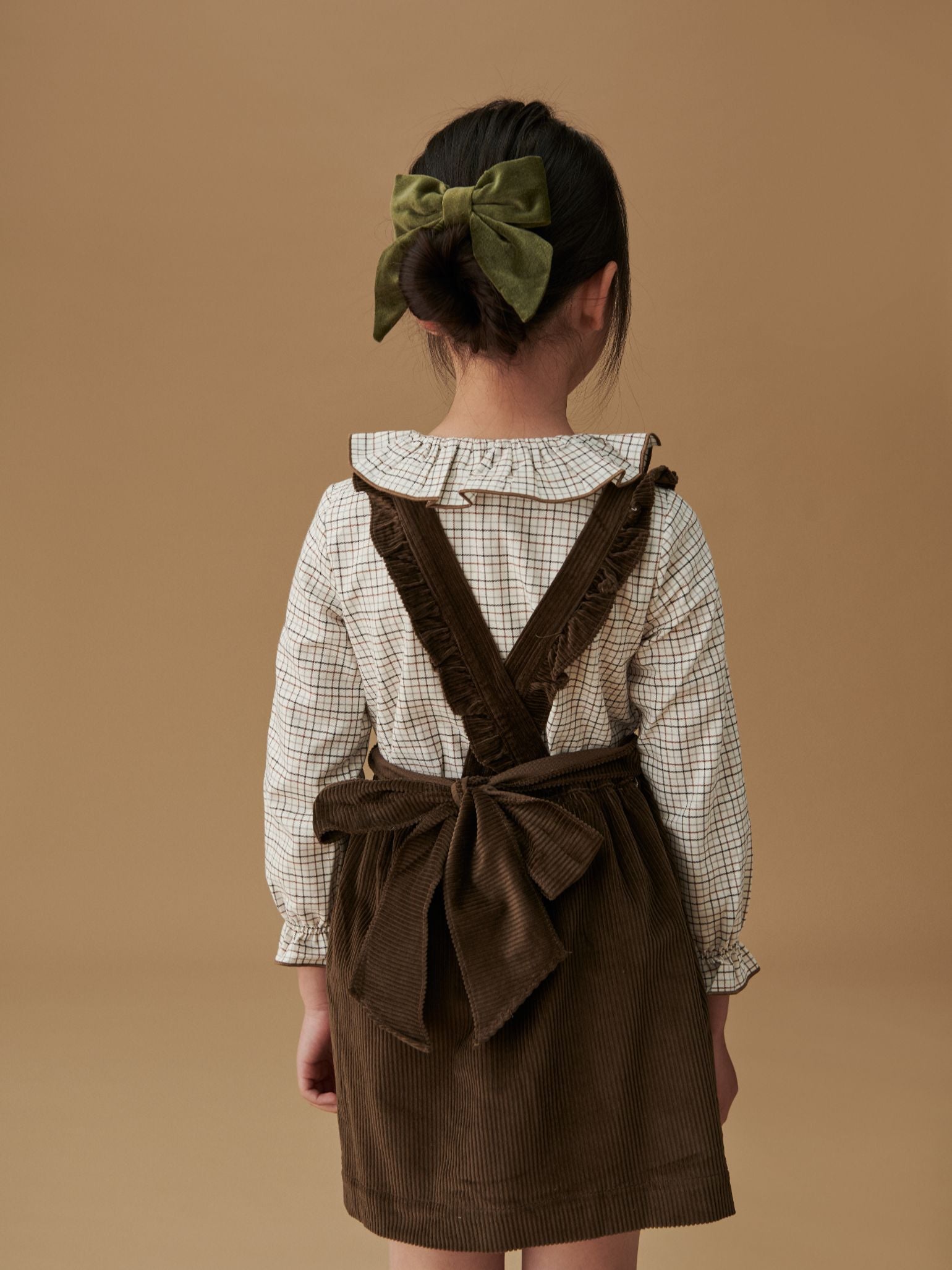 Chocolate Brown Reina Corduroy Girl Pinafore Skirt