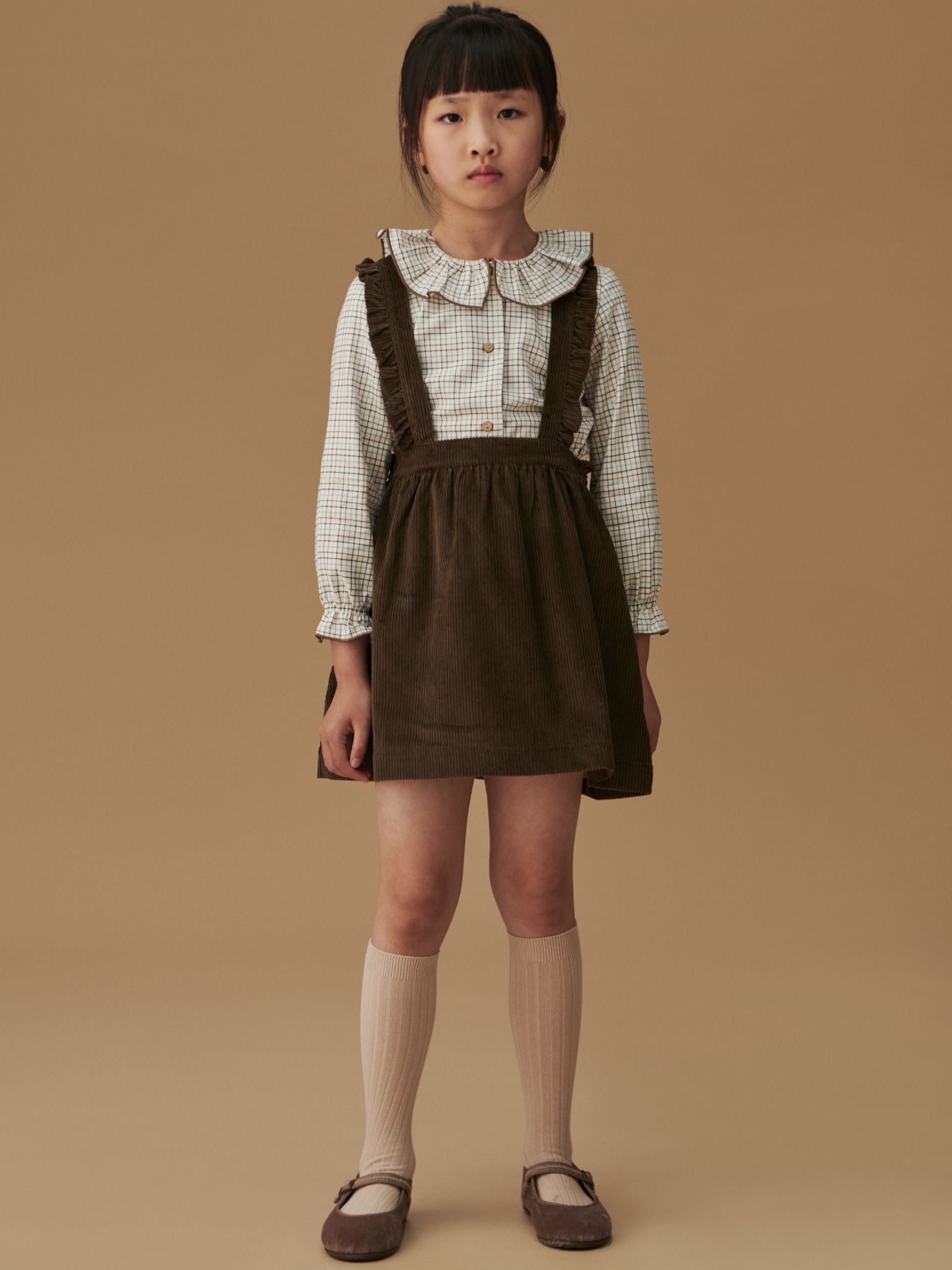 Chocolate Brown Reina Corduroy Girl Pinafore Skirt