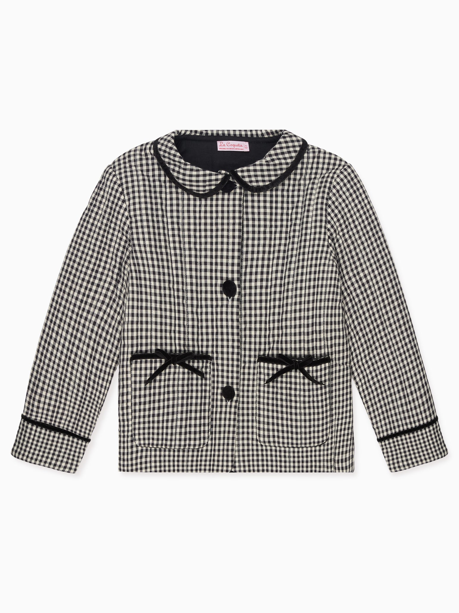 Black Gingham Gabriella Girl Jacket | La Coqueta Kids UK