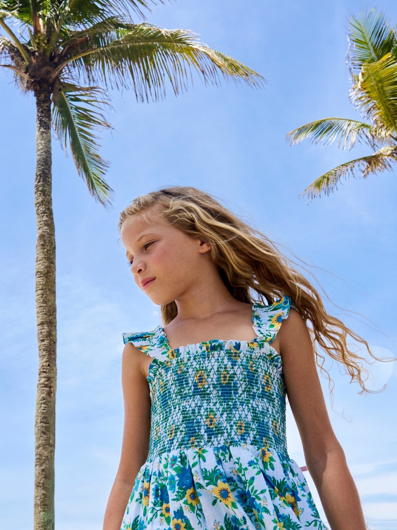 Green Floral Georgia Girl Hand-Smocked Dress